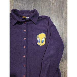 Vintage 2001 Size XXL Purple Tweety Bird Button Down Long Sleeve Shirt Women's